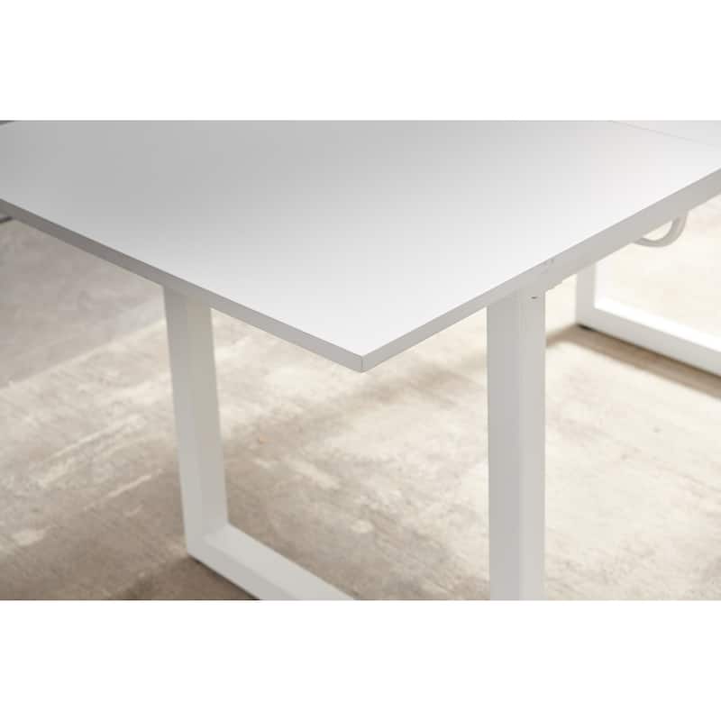 GDFStudio - Crestfield Modern Contemporary Space Saving 70.86" Metal Frame Extendable Dining Table with Telescoping Top