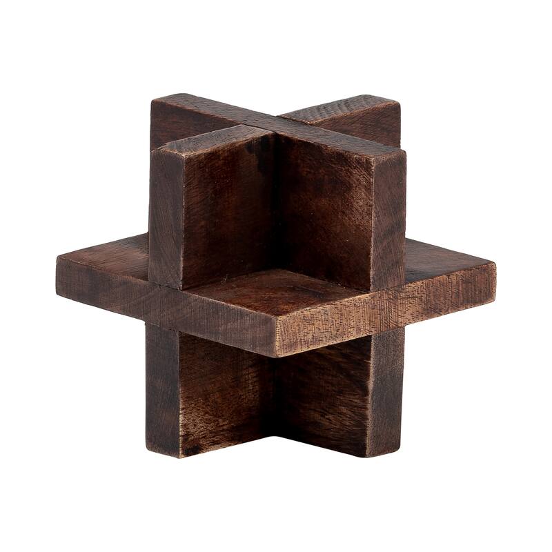 Sagebrook Home Neutral Cross Wooden Orb Decorative Object - 4" x 4" x 4"
