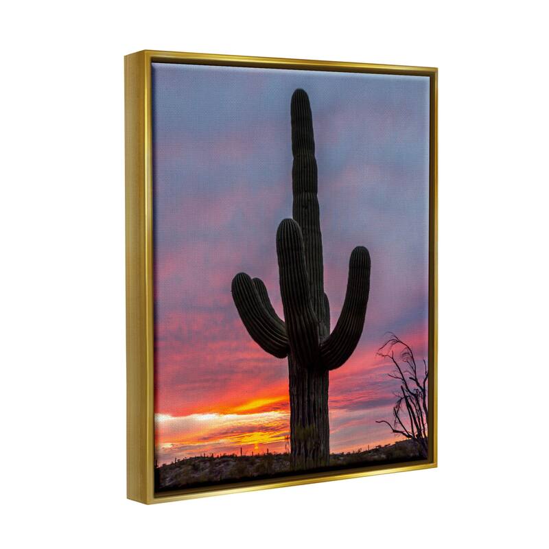 Stupell Industries Looming Desert Cactus Silhouette Floater Canvas Wall ...