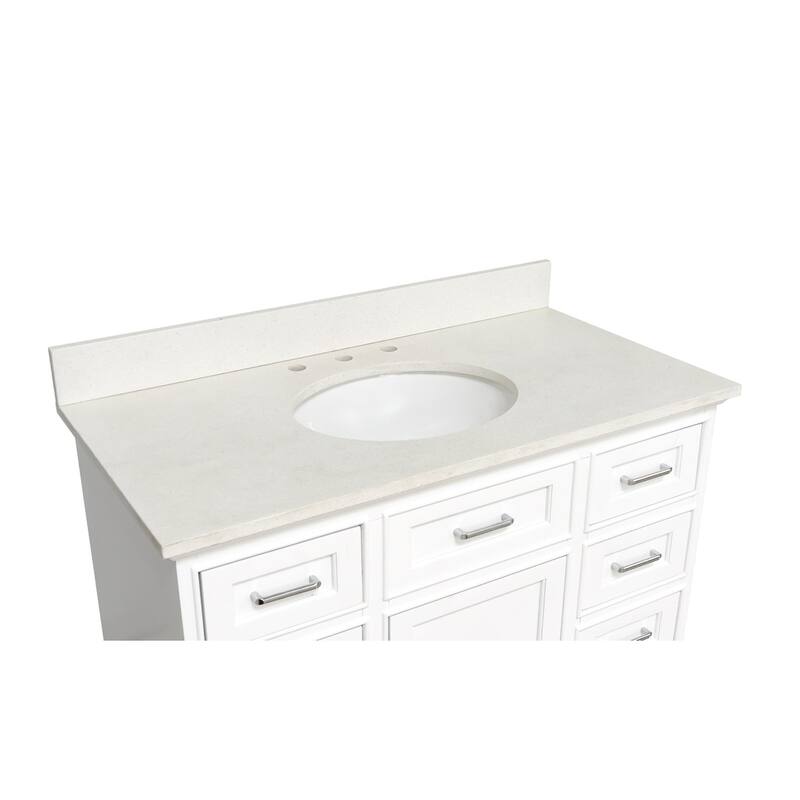KitchenBathCollection Aria 42" Bathroom Vanity with Quartz Top