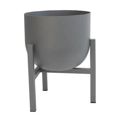 Textured Metal Planter Pot with Stand