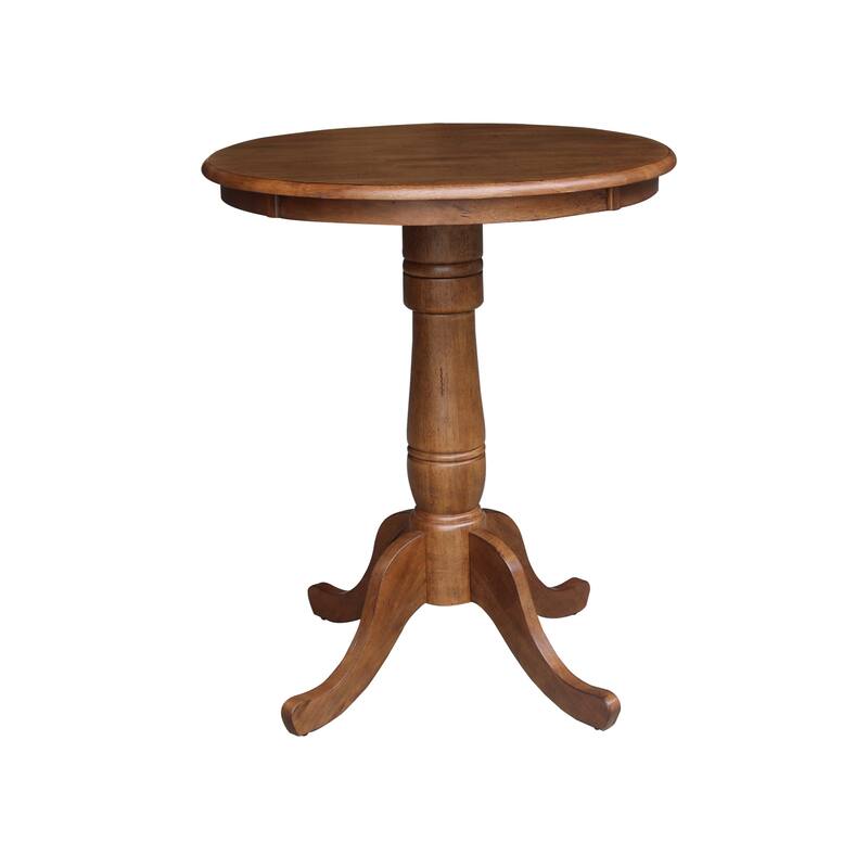 30" Round Pedestal Gathering Height Table with 2 X-Back Counter Height Stools - 3 Piece Set