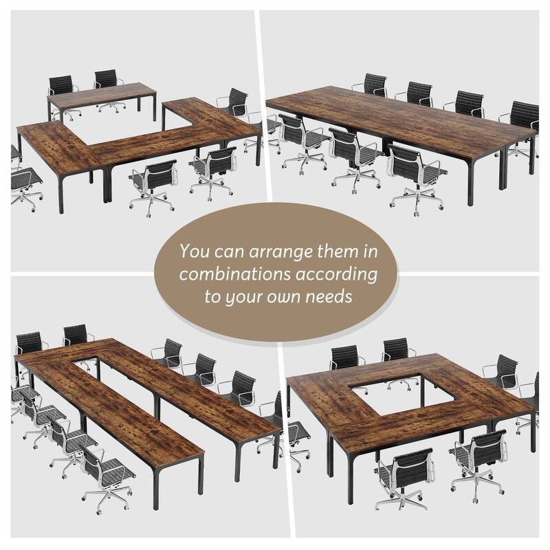Rectangle 13FT Large Conference Table Set of 2, 78.74-Inch Meeting Seminar Table, Long Business Table