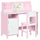 preview thumbnail 11 of 16, Qaba Toddler Table and Chair Set, Kids Writing Desk Homework Table, Gray