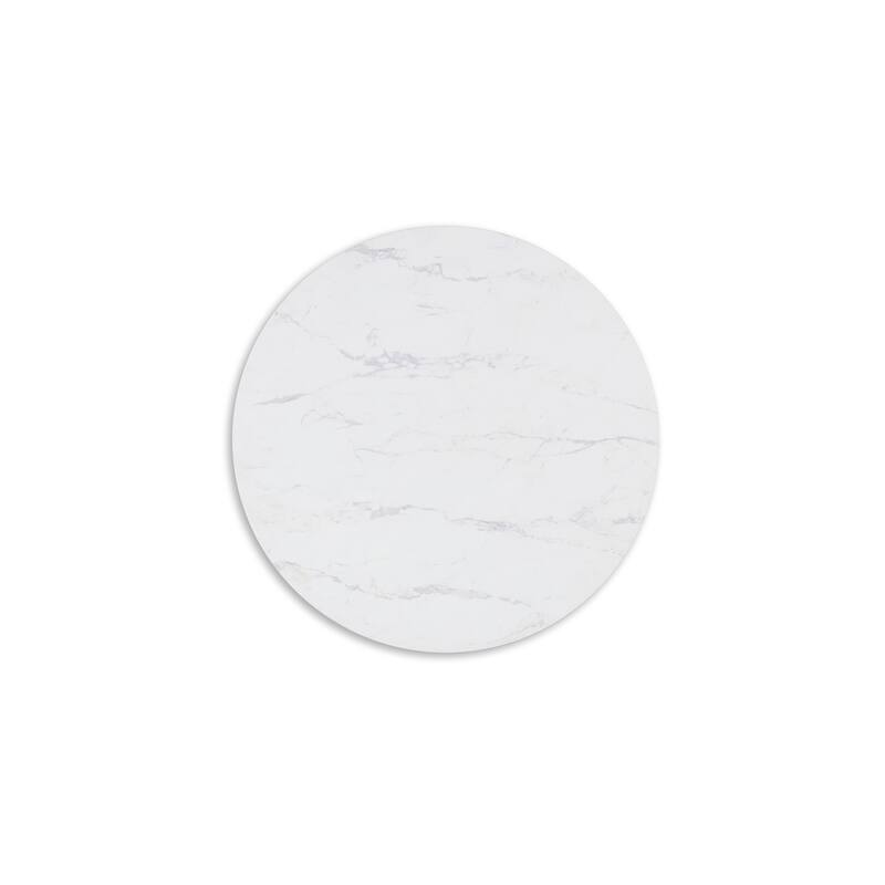 Dae 3pc Coffee and End Table Set, Round White Faux Marble, Black