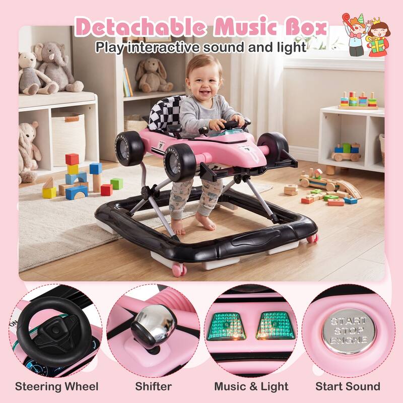 Gymax 4-in-1 Baby Push Walker Activity Center w/3-Level Adjustable