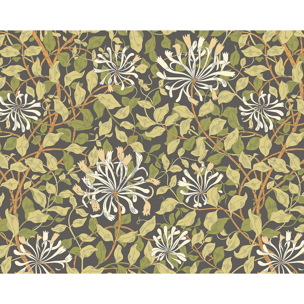 Brewster Origin Murals Honeysuckle Olive Wall Mural - N/A