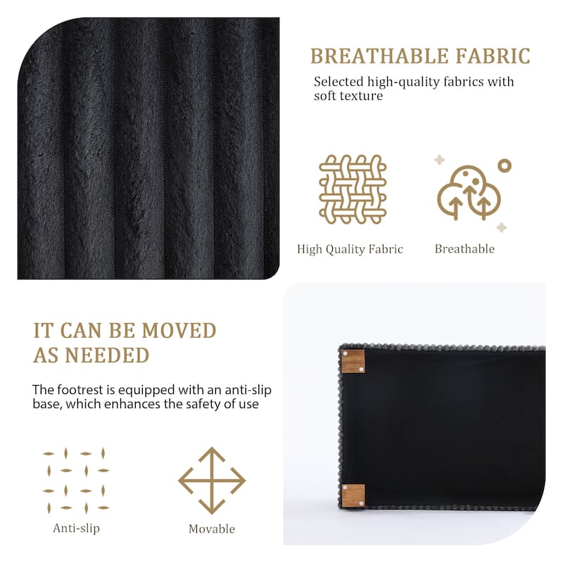 Modern Cotton Flannel Upholstery Oversized Ottoman