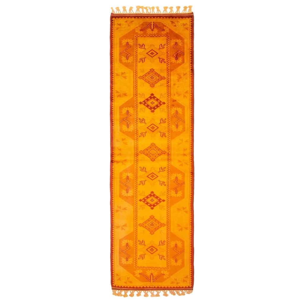 ECARPETGALLERY Hand-knotted Color Transition Gold Wool Rug - 2'8 x 8'6