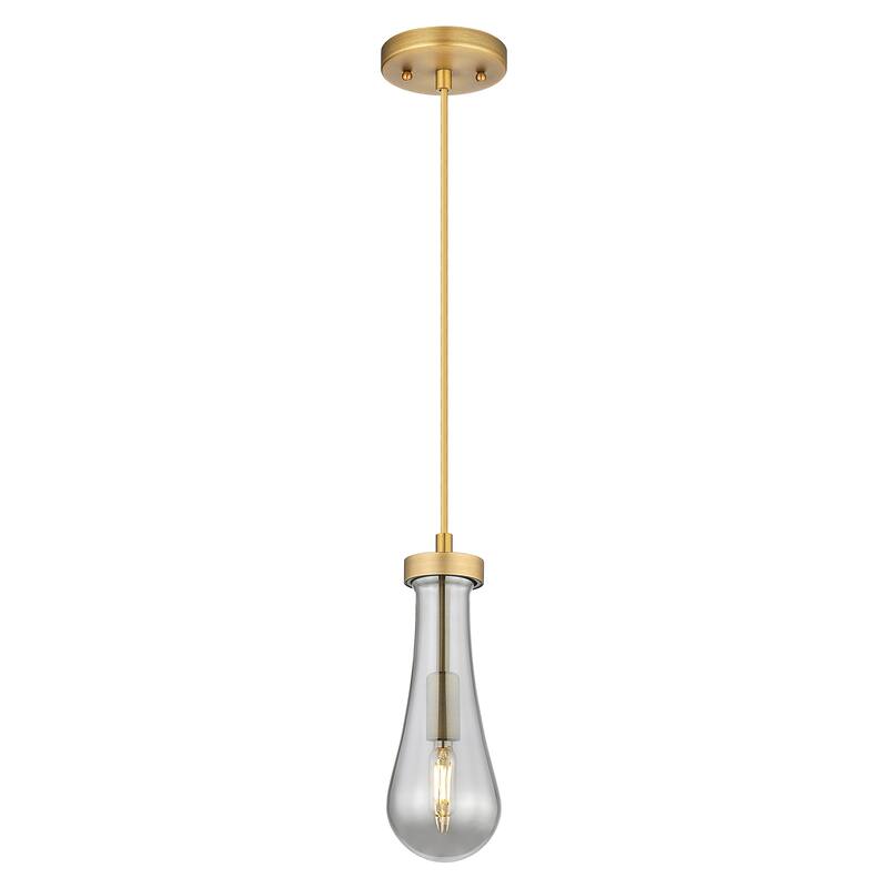 Innovations Lighting Downtown Urban - Owego - 1 Light 4" Cord Hung Pendant - Brushed Brass/Light Smoke Shade