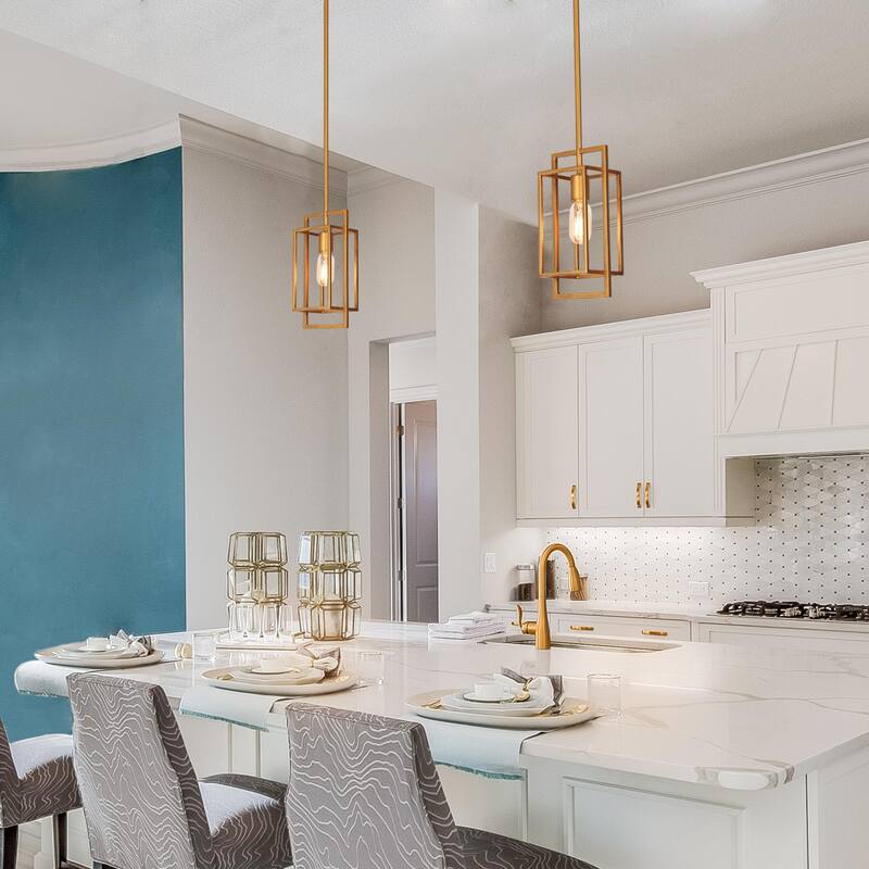 Dilley Modern Antique Gold Mini 1-Light Pendant Lights for Kitchen Island - L5.5'' x W4.72 '' x H11.8''