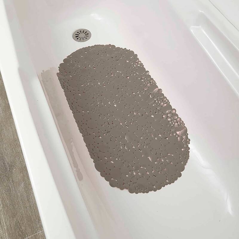 Bubbles Non-Slip Oval Bathtub Mat 28 L x 15 W - Solid Taupe