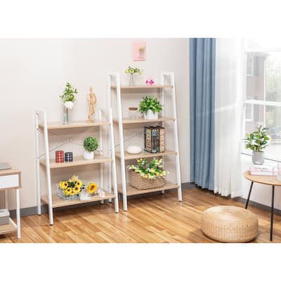 JJS Industrial 4 Tier Bookshelf Freestanding Rustic Bookcase with Open Shelves for Display & Storage, Multi Purpose Plant Stand