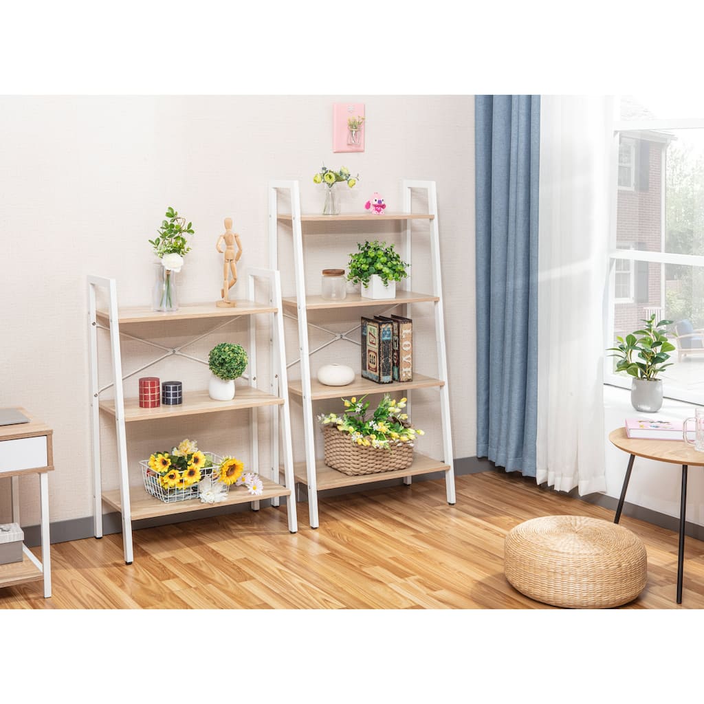 JJS Industrial 4 Tier Bookshelf Freestanding Rustic Bookcase with Open Shelves for Display & Storage, Multi Purpose Plant Stand