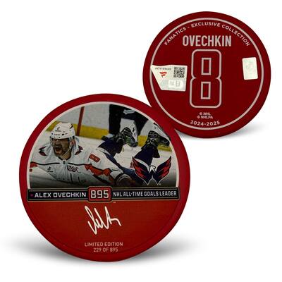Alexander Ovechkin Autographed Washington Capitals Signed Hockey Puck 895 Goal Breaks Wayne Gretzky's NFL Authentic COA