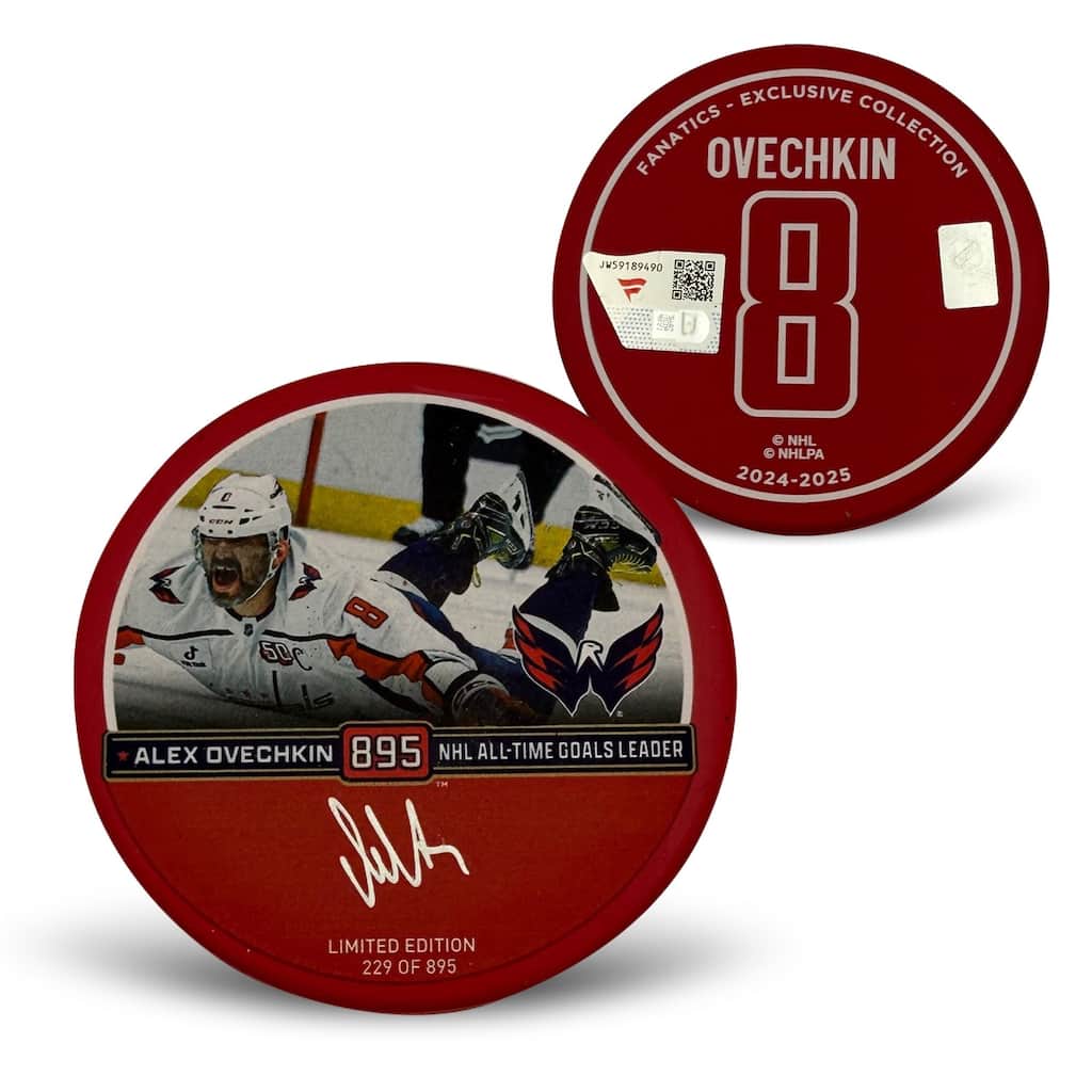 Alexander Ovechkin Autographed Washington Capitals Signed Hockey Puck 895 Goal Breaks Wayne Gretzky's NFL Authentic COA