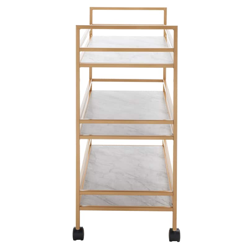 SAFAVIEH Home Collection Idria 3 Tier Bar Cart - 34" L x 16" W x 36" H