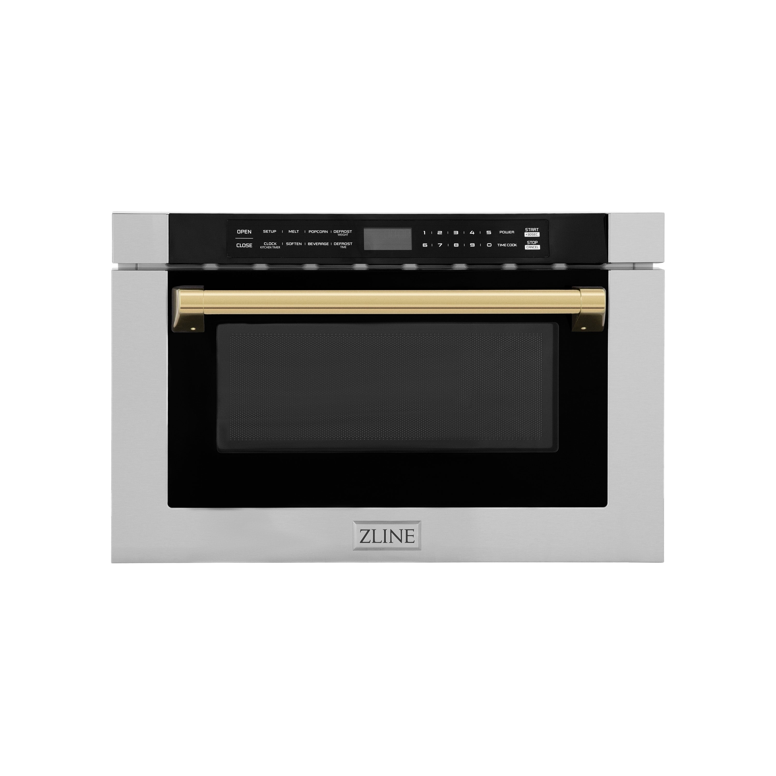 Zline Kitchen and Bath ZLINE Autograph Edition 24" 1.2 cu. ft. Built-in Microwave Drawer with a Traditional Handle in Stainless Steel