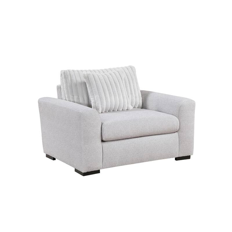 Zian Armchair w Pillow, Foam Cushions, Light Gray Microfiber and Corduroy
