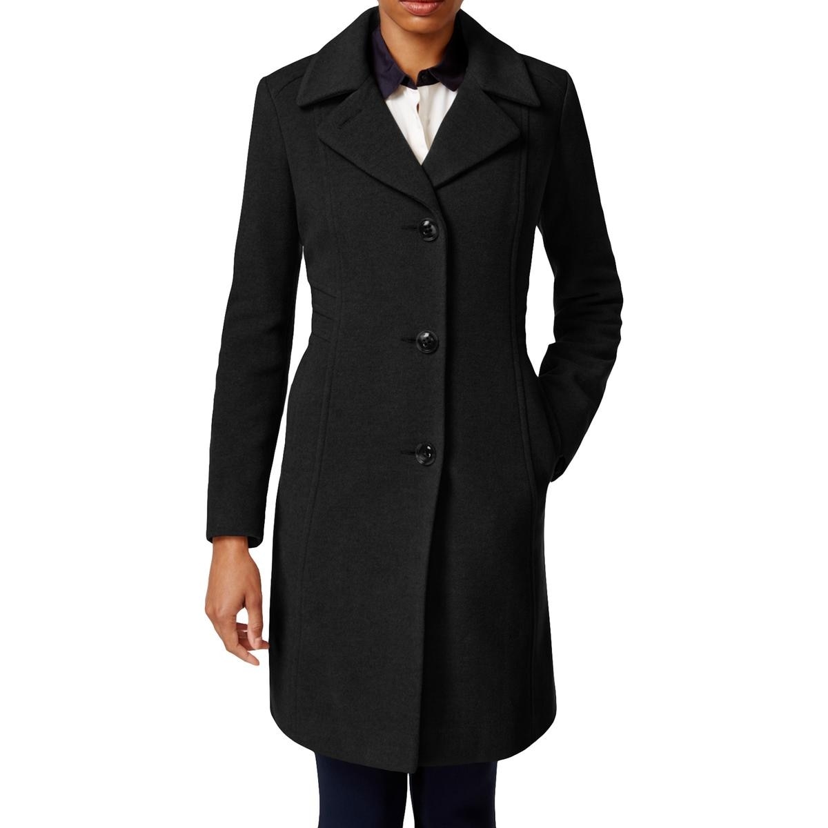 anne klein club collar wool blend coat