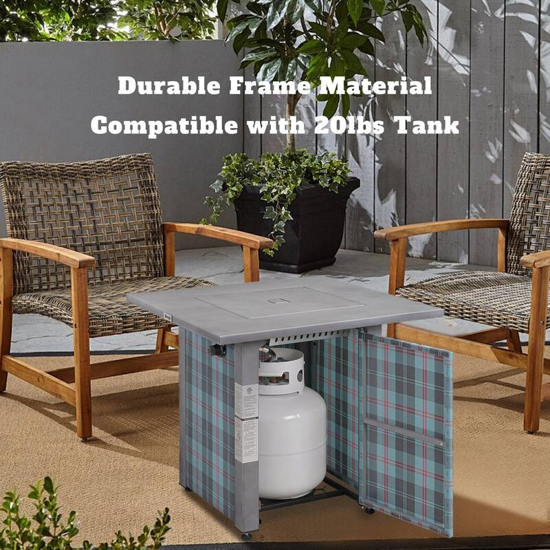 Werph 25" H Propane Outdoor Patio Square Fire Pit Table, 50,000 BTU Fire Table,