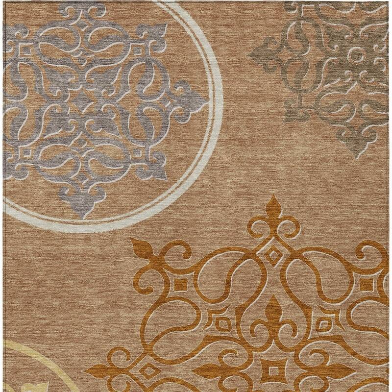HomeRoots Floral Medallion Transitional Rectangle Outdoor Rug