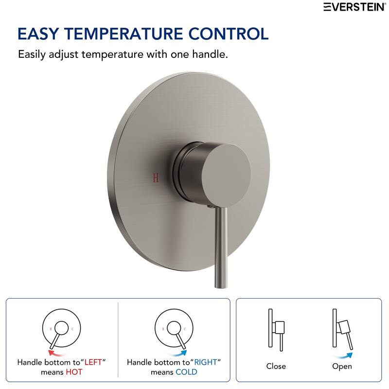 Single-Function Shower Faucet Stainless Steel Rain Shower Head with Pressure-Balanced Valve