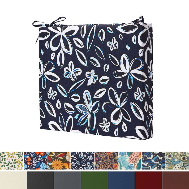 Set of 4 Solid Soft Outdoor Patio Deep Seat Cushion - 18.5x16x3" Square Corner - Navy and White