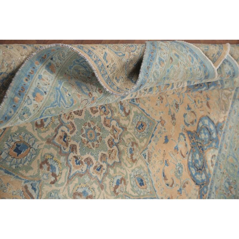 Hand Knotted Oriental 100% Wool Carpet Traditional Floral Peach Kashmar Area Rug - 12' 5'' X 9' 4''