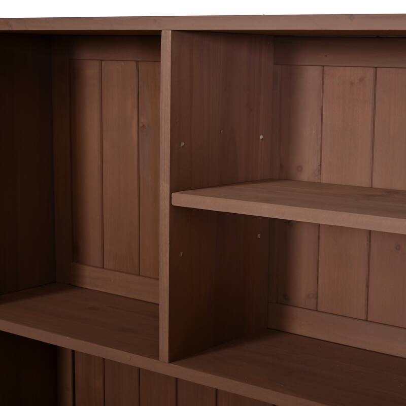 65" Solid Fir Wood Potting Bench with Hutch, Garden Workstation Table with Drawer, Spice Rack & Shelves