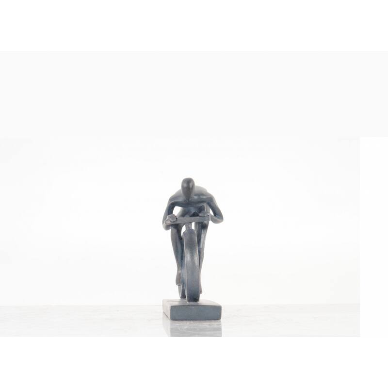 HomeRoots Minimalist Cyclist Cement Finish Statue - 3.5' X '7' X '8.5 - 3.5' X '7' X '8.5