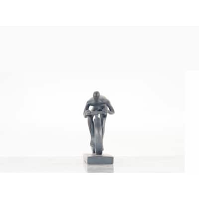 HomeRoots Minimalist Cyclist Cement Finish Statue - 3.5' X '7' X '8.5