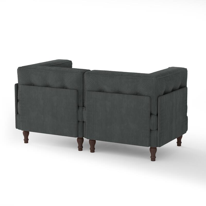 Modular Corduroy Corner Sectional Sofa Couch Set with Tufted Cushion