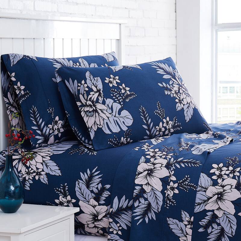 Flora Cotton Sateen Extra Deep Pocket 4-piece Bed Sheet Set