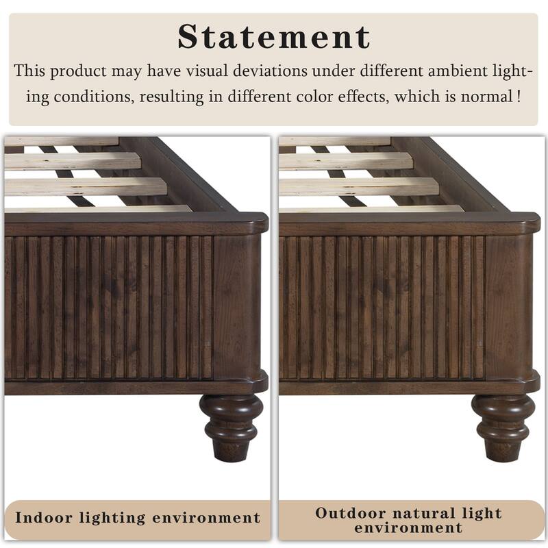 Bedroom Set with Wooden Platform Bed and Nightstands