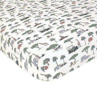Hudson Baby Cotton Fitted Crib Sheet, Going On Safari, One Size - Going On Safari - One Size