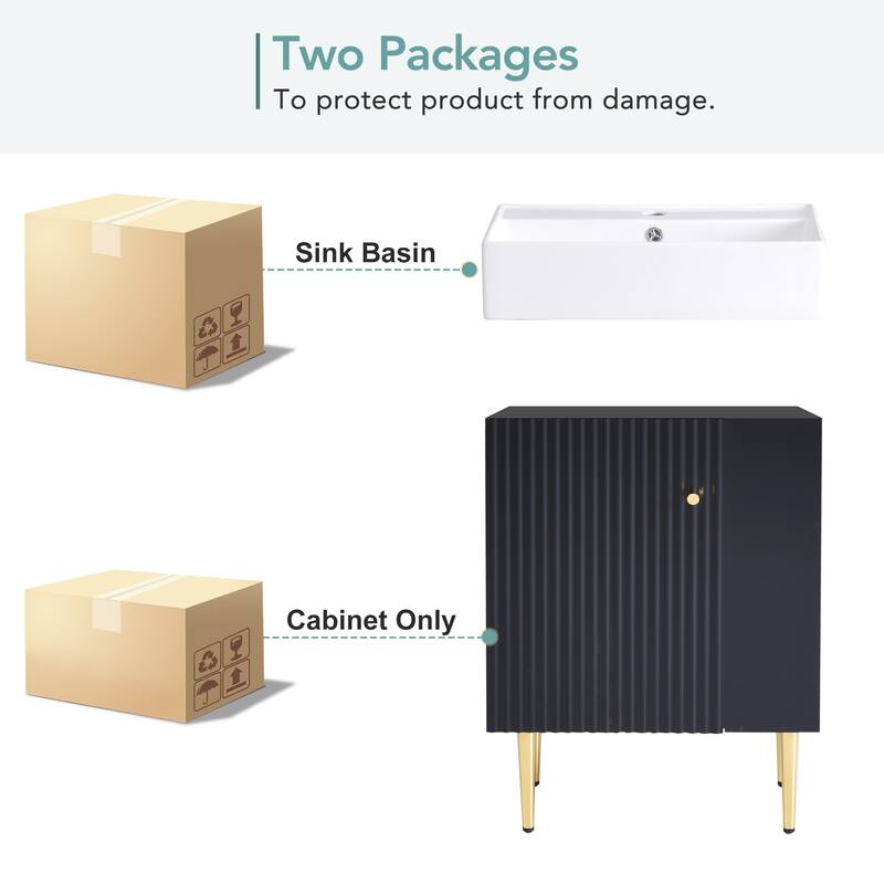 21.6" Bathroom Vanity, Combo Cabinet, Bathroom Storage Cabinet, Single Ceramic Sink, Right Side Storage