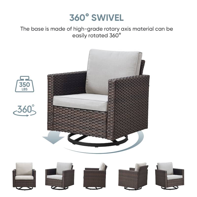 4 Outdoor Swivel Rocker Glider Chairs with Propane Fire Pit Table