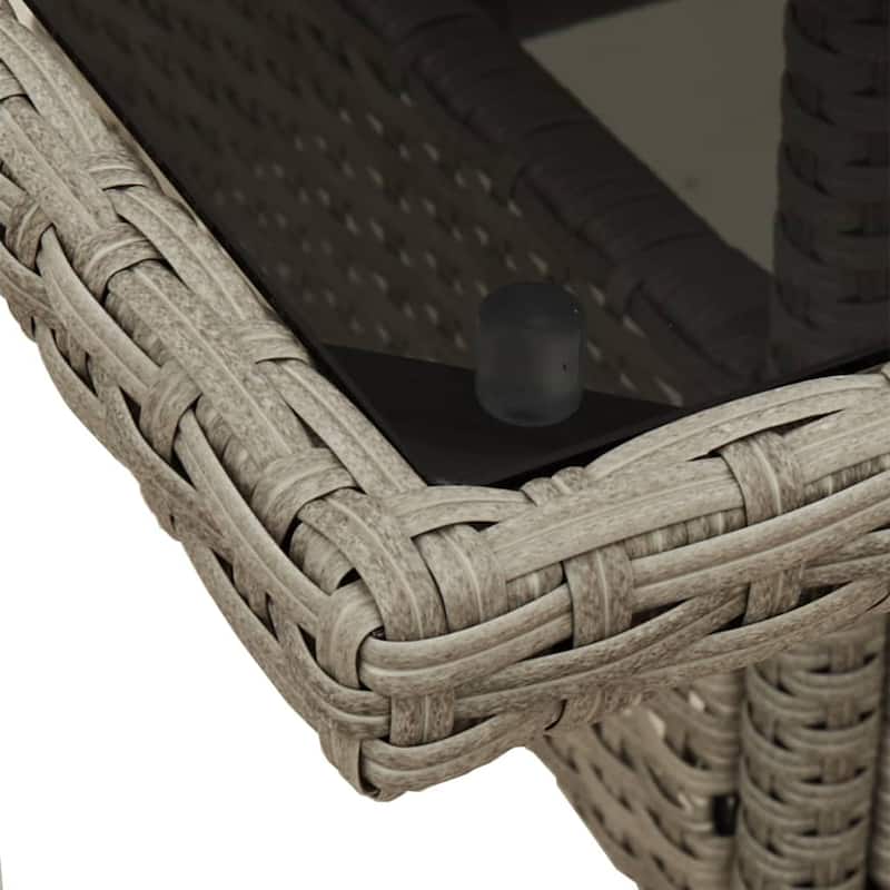 vidaXL Garden Table Light Grey PE Rattan Medium UV-resistant materials - 31.5 x 31.5 x 29.5