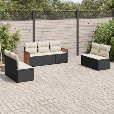 vidaXL Patio Sofa Set with Cushions Outdoor Conversation Furniture Poly Rattan