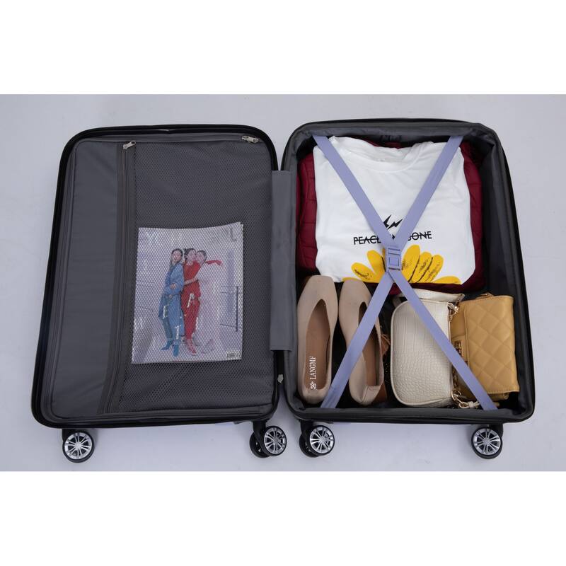 3 Piece Luggage Sets with Double Spinner Wheels and TSA Lock, Expandable Durable PC Hardside Lightweight Suitcase for Men Women