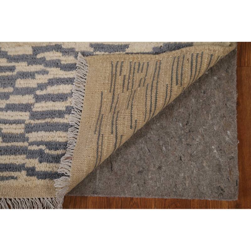 Hand Knotted Oriental 100% Wool Carpet Tribal Tribal Beige & Ivories Moroccan Area Rug - 9' 0'' X 6' 5''