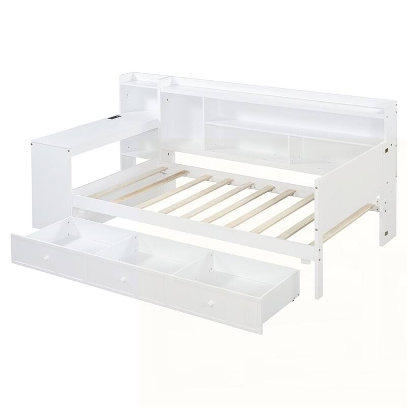 Wooden Daybed With 3 Drawers and USB Ports