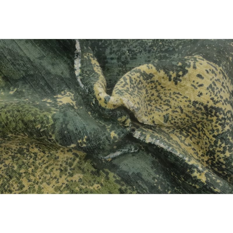 Hand-knotted Modern Silk Green Abstract Area Rug Oriental Carpet - 8' 0'' X 4' 10''