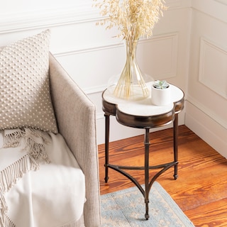Searlas Metal & Marble Scalloped Accent Table - 24"H x 16"W x 16"D