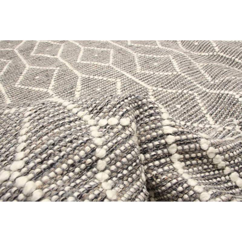 ECARPETGALLERY Braid weave Sienna Grey Wool Rug - 6'0 x 9'4