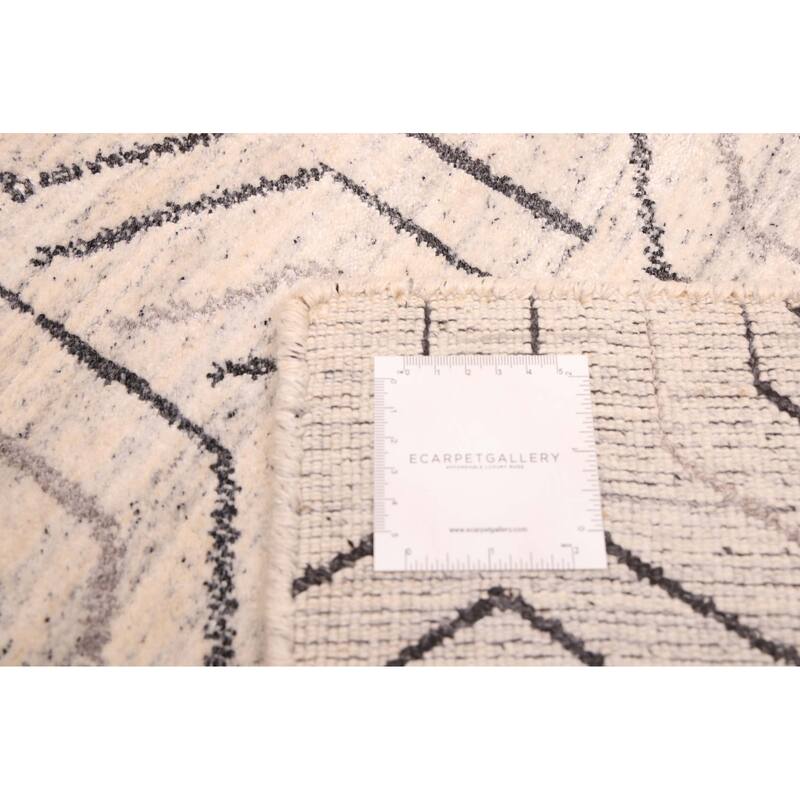 ECARPETGALLERY Hand Loomed Loreto Cream Viscose, Wool Rug - 4'1 x 5'11