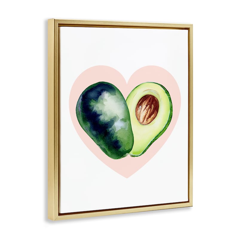 Stupell Heart Shaped Avocado Framed Floater Canvas Wall Art Design By Lil' Rue