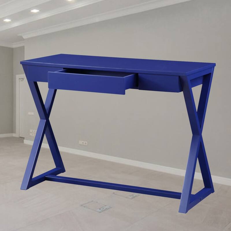 Modern Writing Desk in Solid Wood with 1 Drawer, X-Shape Base, and Elegant English Dovetail Construction for Home Office