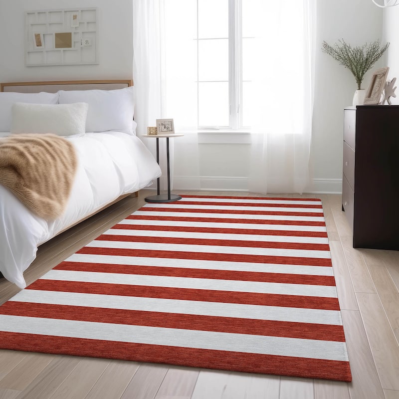 Premium Washable Super Soft Cabana Stripe Mayfield Rug - Red - 5' x 7' 6" - Rectangle